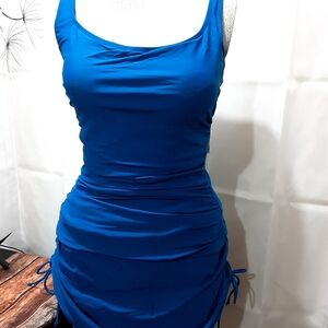 Ruched Tank Swim Mini in Blue